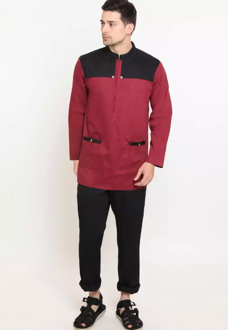Baju Koko Pria Muslim Zayidan Ghani - Maroon