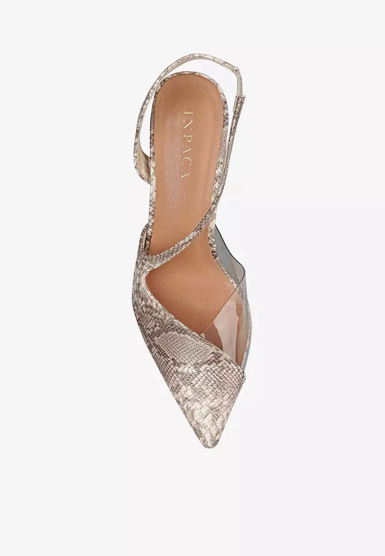 Faye stiletto pump heels with snake embossed leather