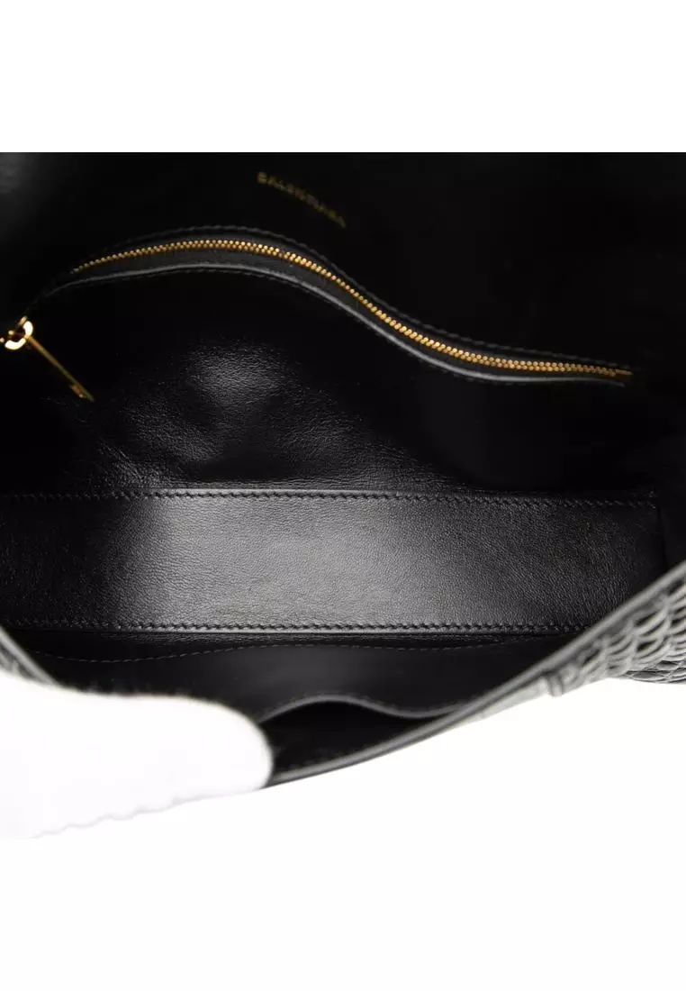 Pre-Loved Balenciaga Croc Embossed Leather Downtown Crossbody Xs