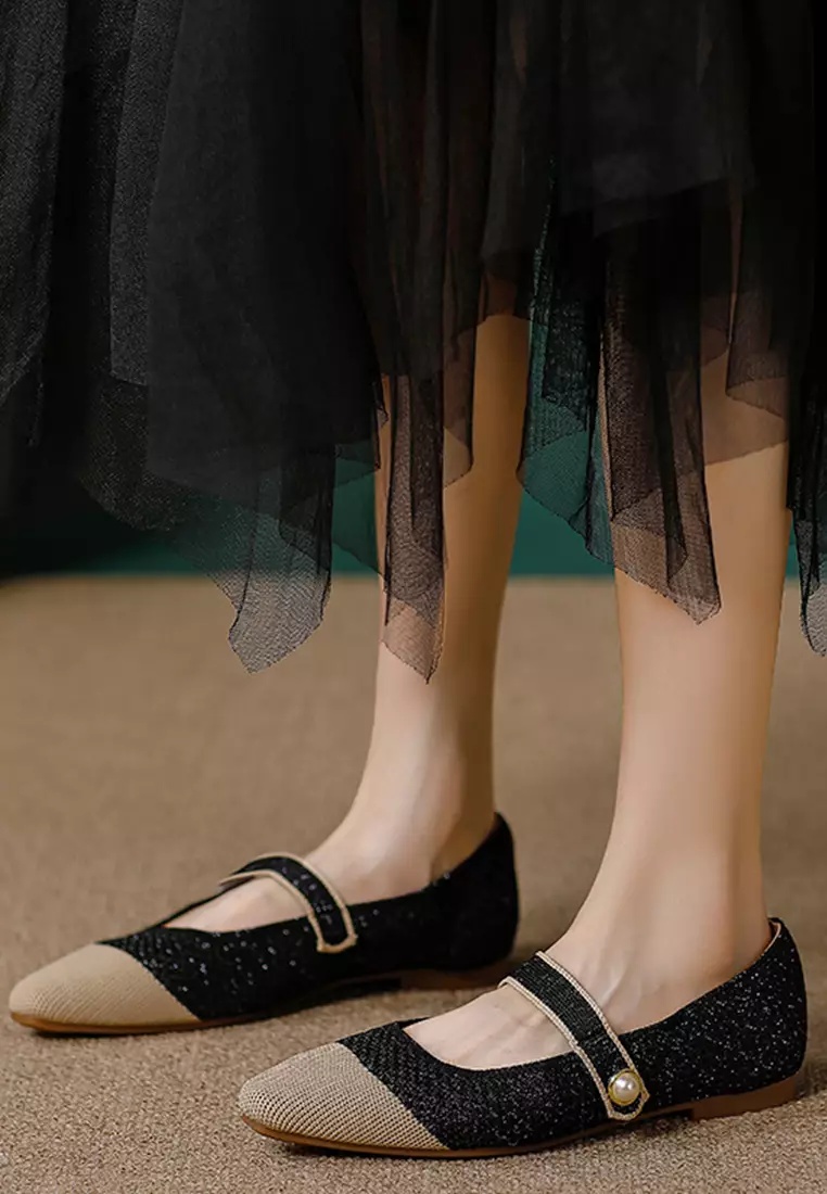 Pearl Strap Flyknit Mary Jane Shoes QC333