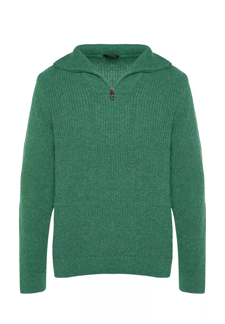 Mint Regular Fit Woolen Zipper Turtleneck Knitwear Sweater TMNAW22KZ0347