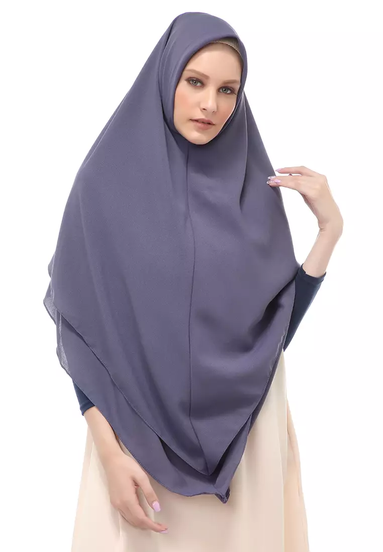 Layla Jilbab Syar'i Jumbo Motif Polos Relaxed Fit - Abu Tua