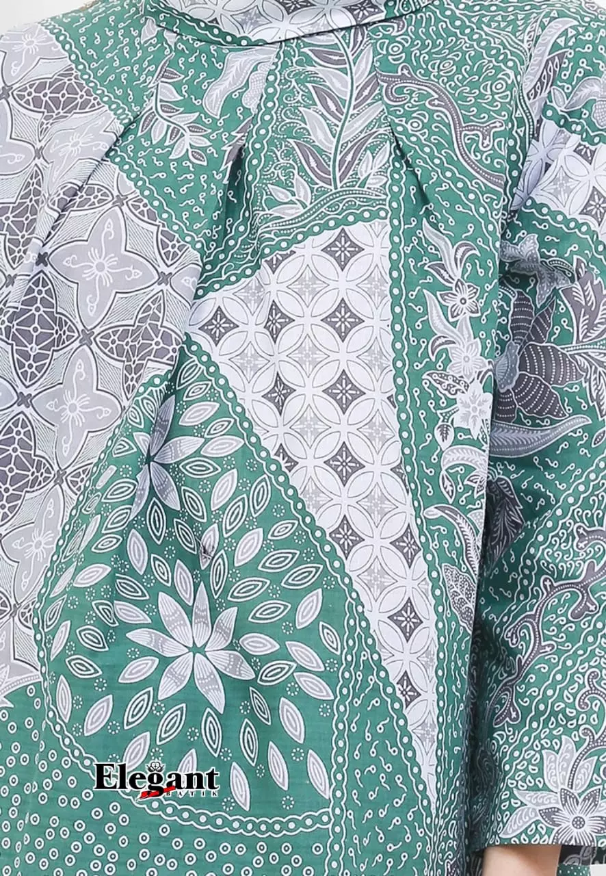 Blouse Batik Dahlia Ijo Premium Slimfit Elegant