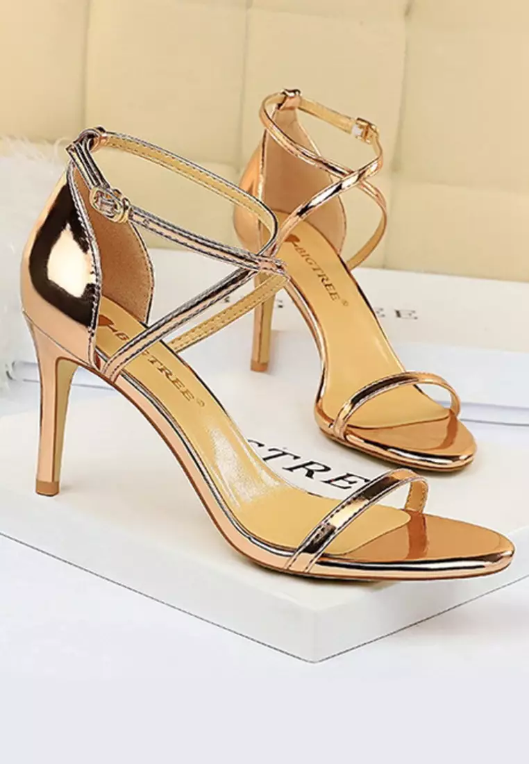 Gold ankle 2025 strap sandals