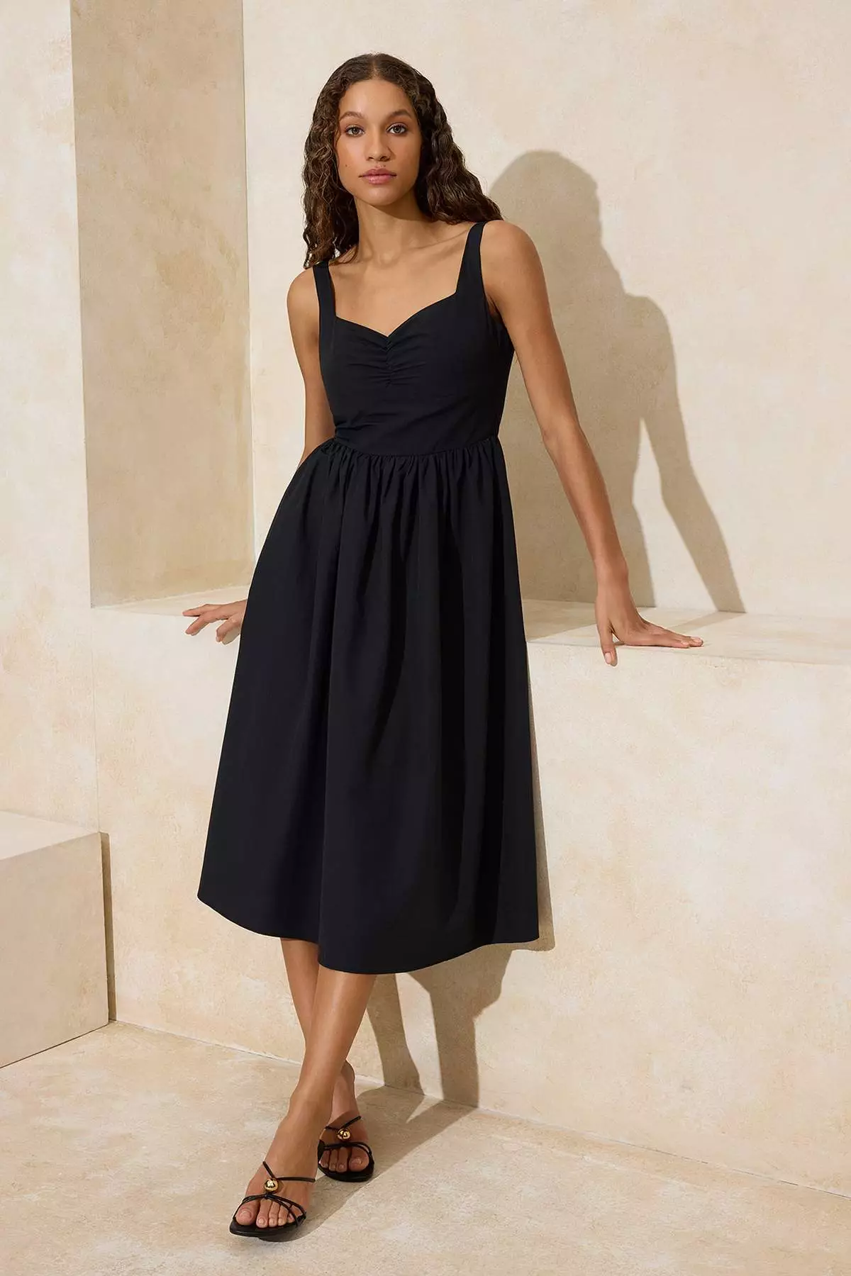 Black Gipeli Midi Poplin Woven Dress Twoss26El138