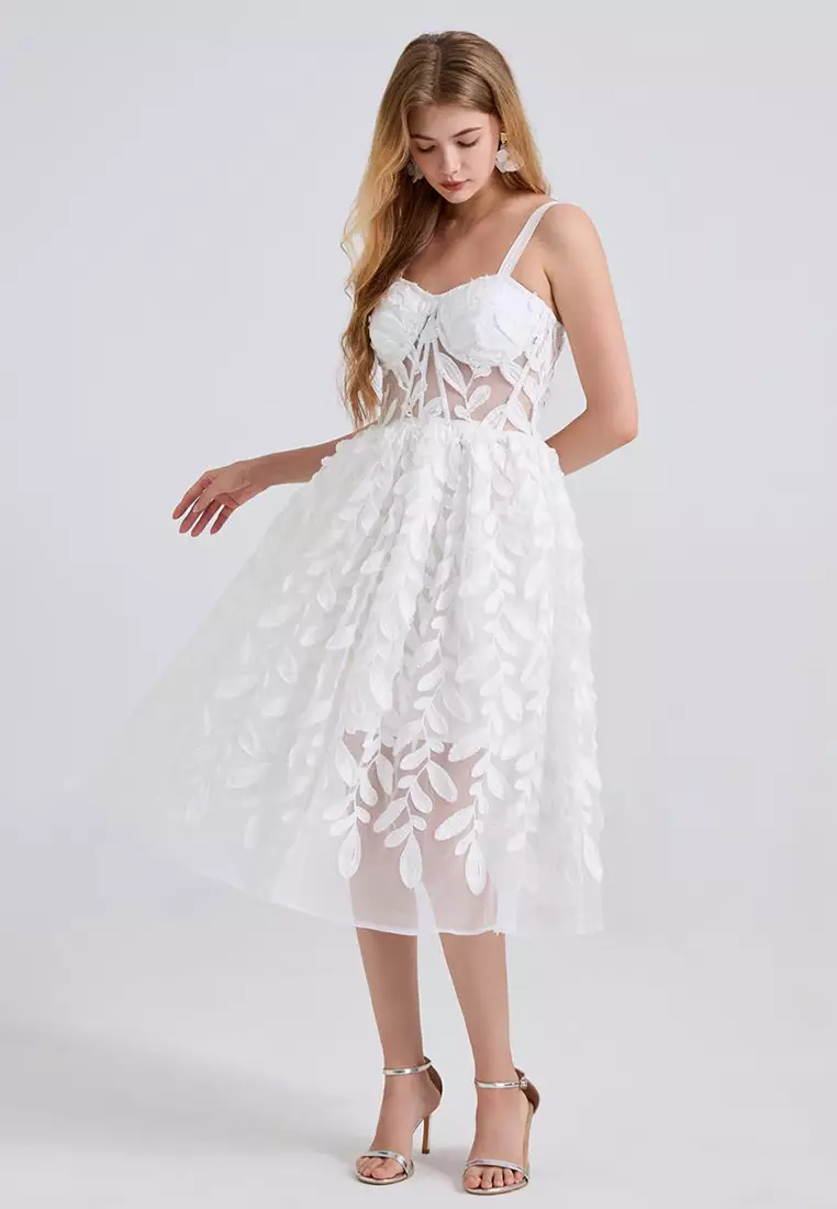 2025 New Romantic Flower Slim Suspender Dress CA25070938W