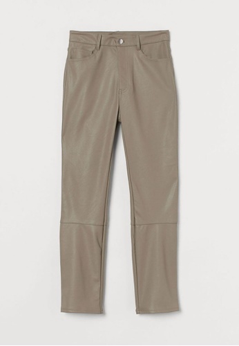 H&M beige Imitation Leather Trousers 3ED0BAA80297BEGS_1