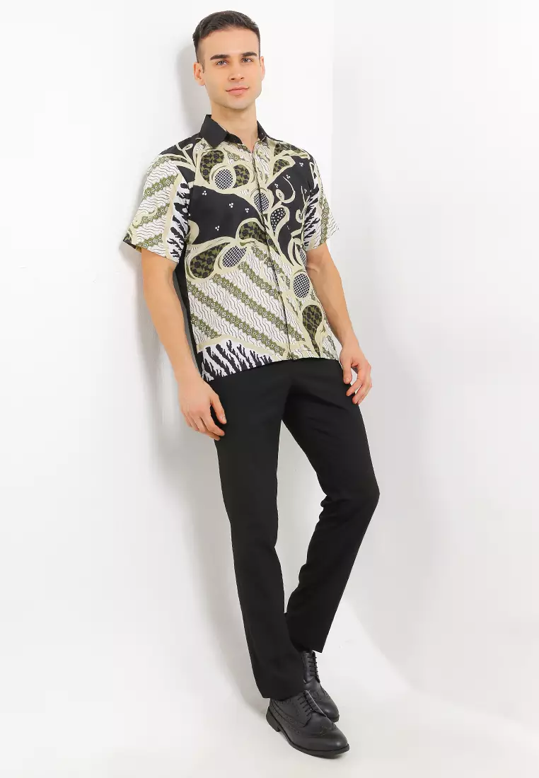 Dobby Kemeja Batik Exclusive Premium Pria Casual Modern Lengan Pendek