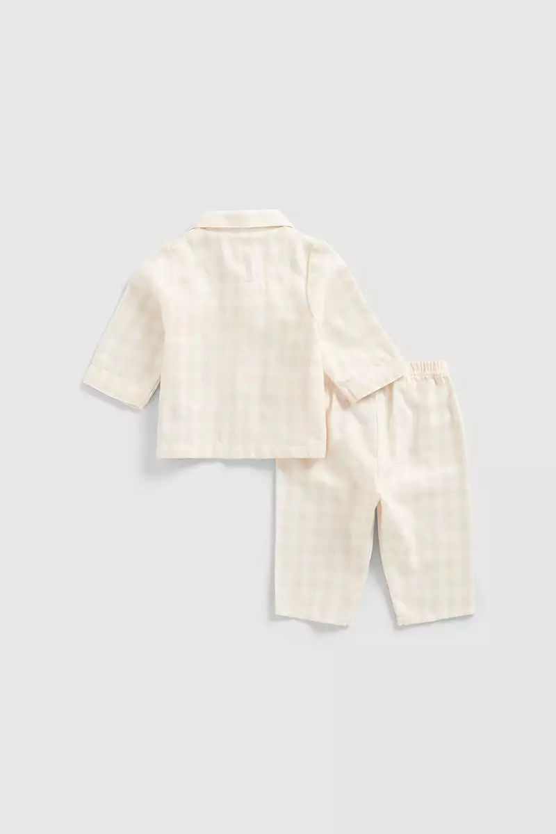 Mothercare Pink Check Woven Baby Pyjamas Piyama Bayi Perempuan (Putih)
