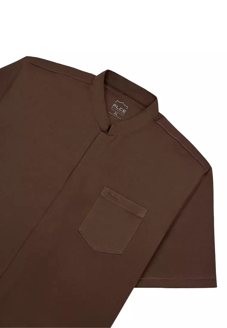 POLICE Kemeja Koko Polos Spandex Slub Premium Regular Fit Pria