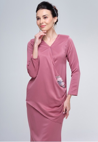Buy Deanne Drape Kurung from Haydena in pink and Purple at Zalora