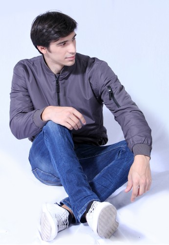 Jual Osella  baju pria Jacket Bomber Grey Original ZALORA 