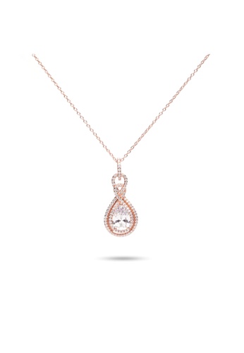 Millenne silver MILLENNE Made For The Night Intricate Drop Studded Cubic Zirconia Rose Gold Necklace with 925 Sterling Silver C3106ACFF65CF1GS_1