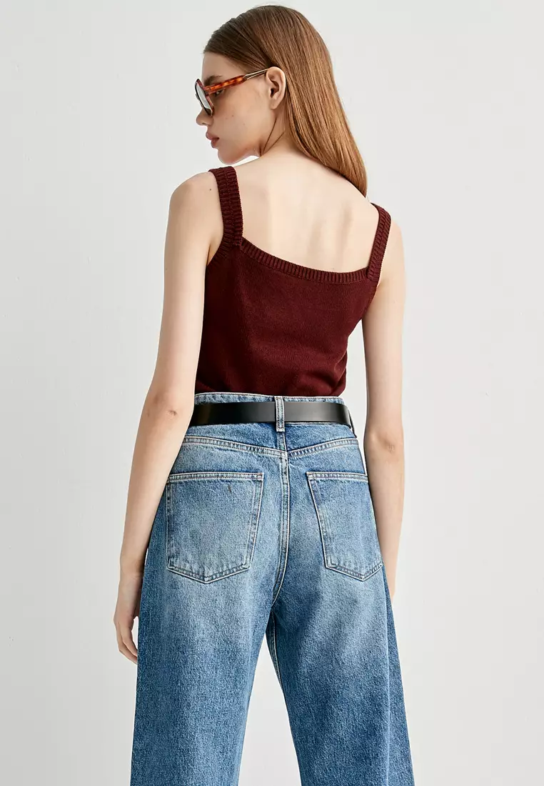 Maroon Knitted Tank Top