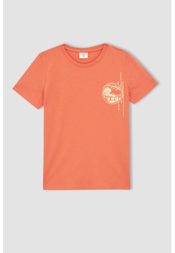 DeFacto orange Short Sleeve Cotton T-Shirt 2122AKA2D57292GS_1