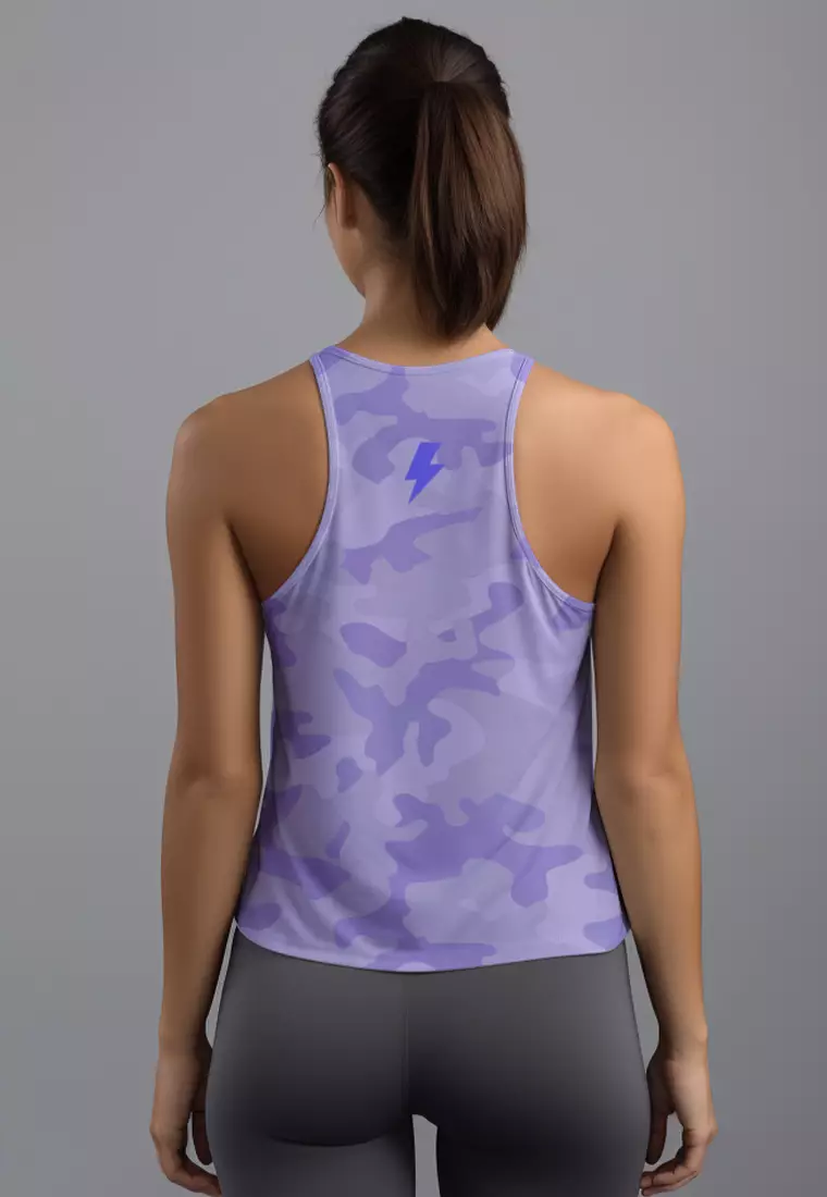 LSD91 Crop Tank Top Gym Olahraga Lari violet lilac camo Td Bolt