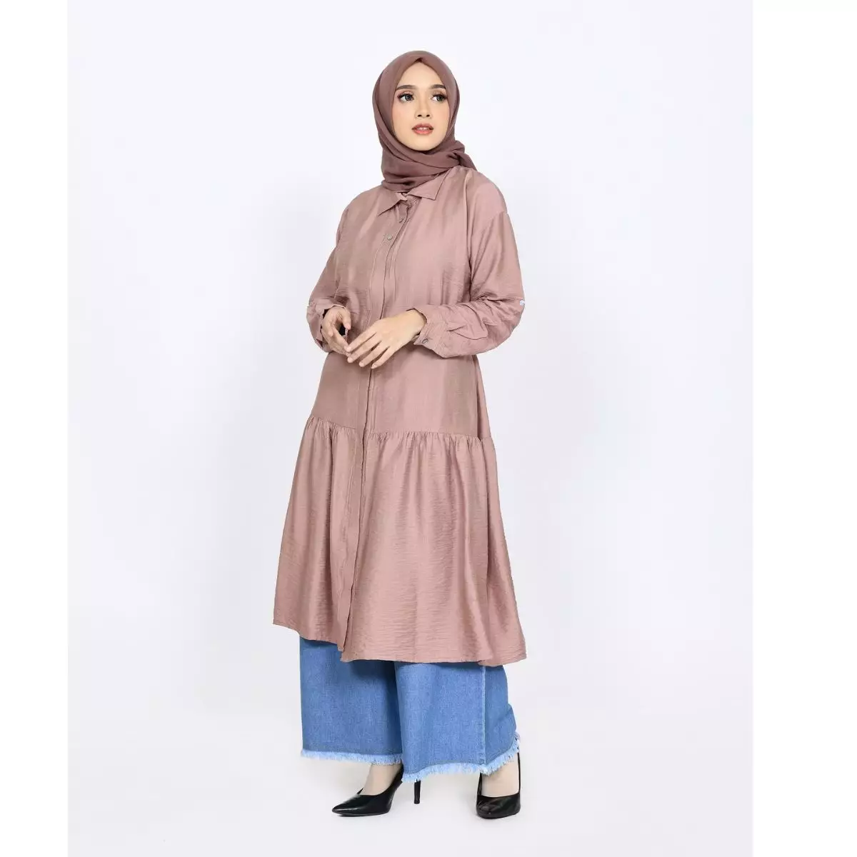 BUY 1 GET 1 Alicia Dress x Saqila Tunik | Light Brown - Salem