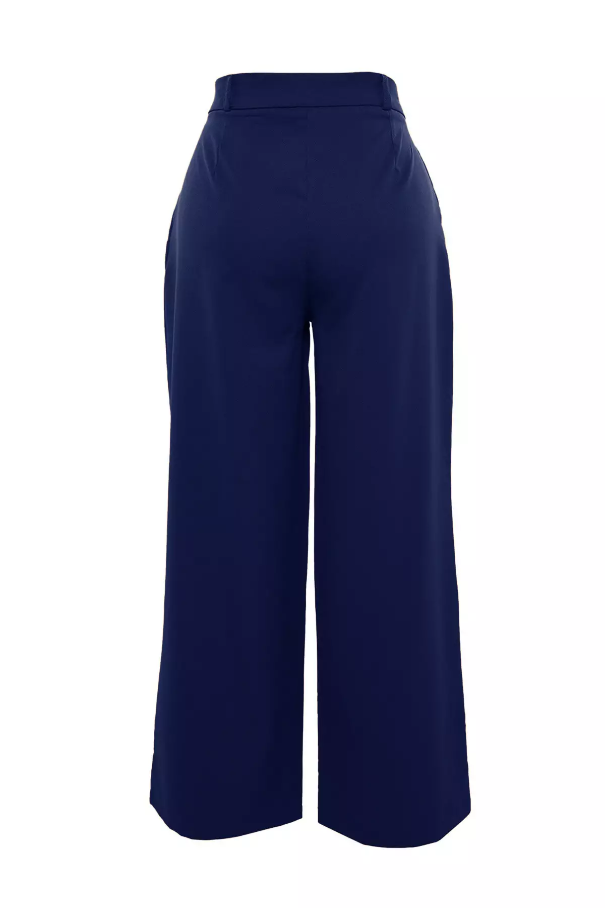 Navy Blue Wide Leg Large Size Woven Trousers - Tbbaw23Ar00007