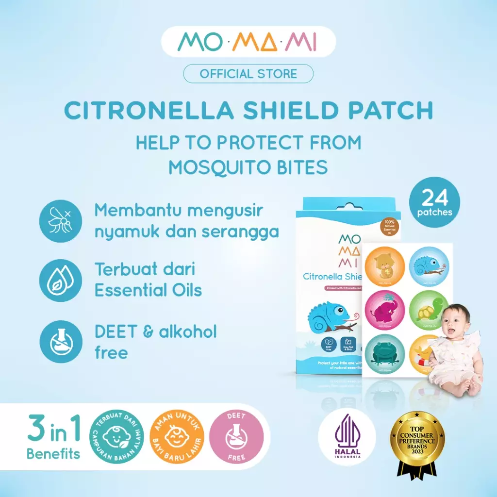 Momami Citronella Mosquito Shield Anti-Repellent Patch - Sticker Anti Nyamuk Anak Bayi