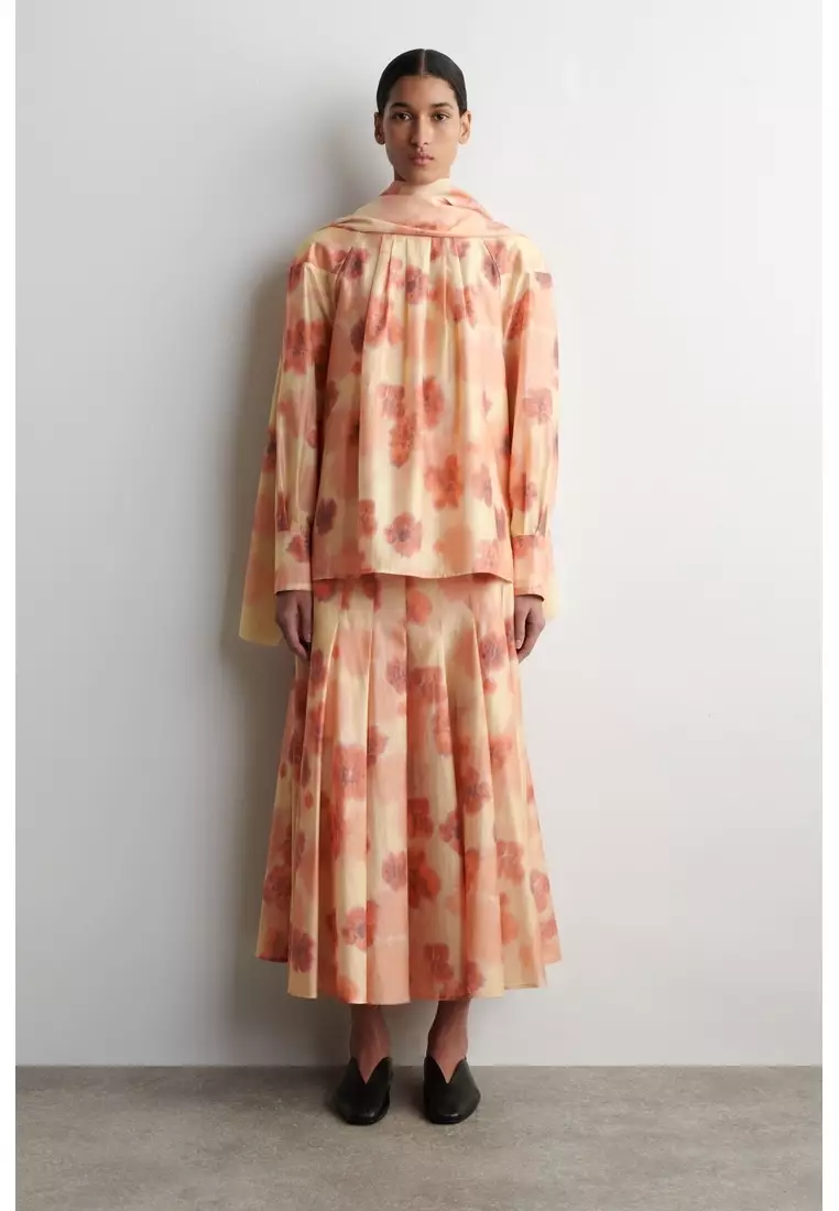 FLORAL-PRINT COTTON-SILK SCARF