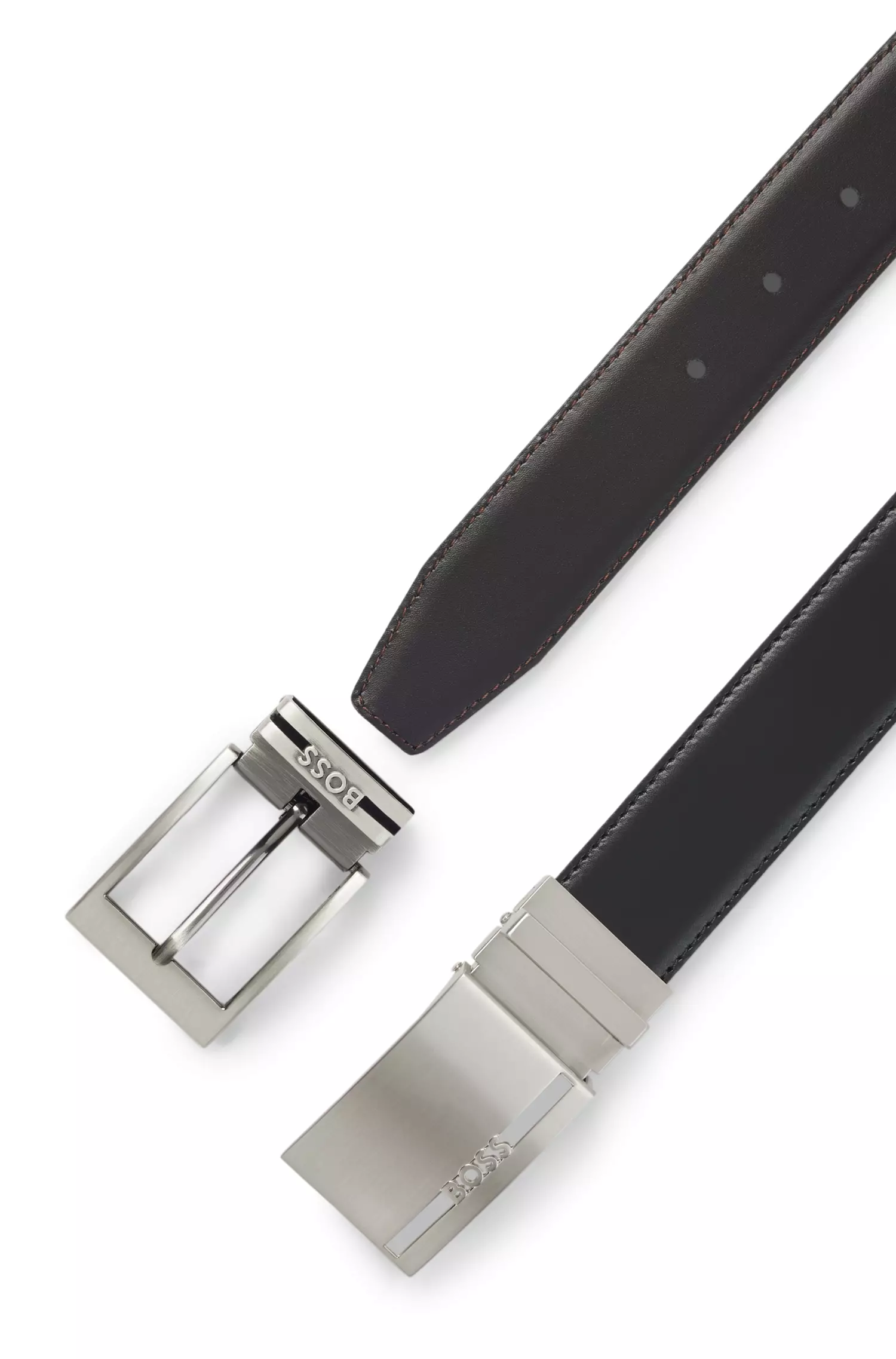 Interchangeable Buckle Reversible Leather Belt - BOSS Business