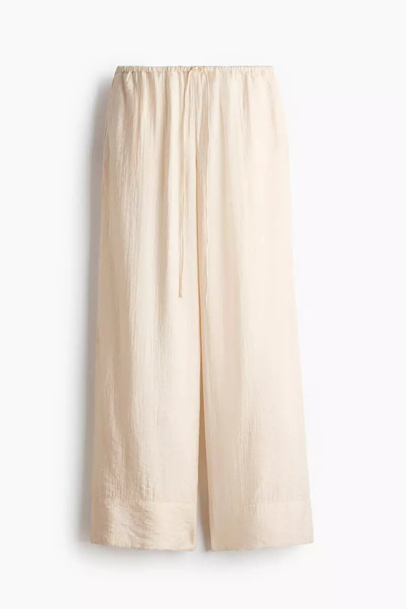 Viscose-blend drawstring trousers