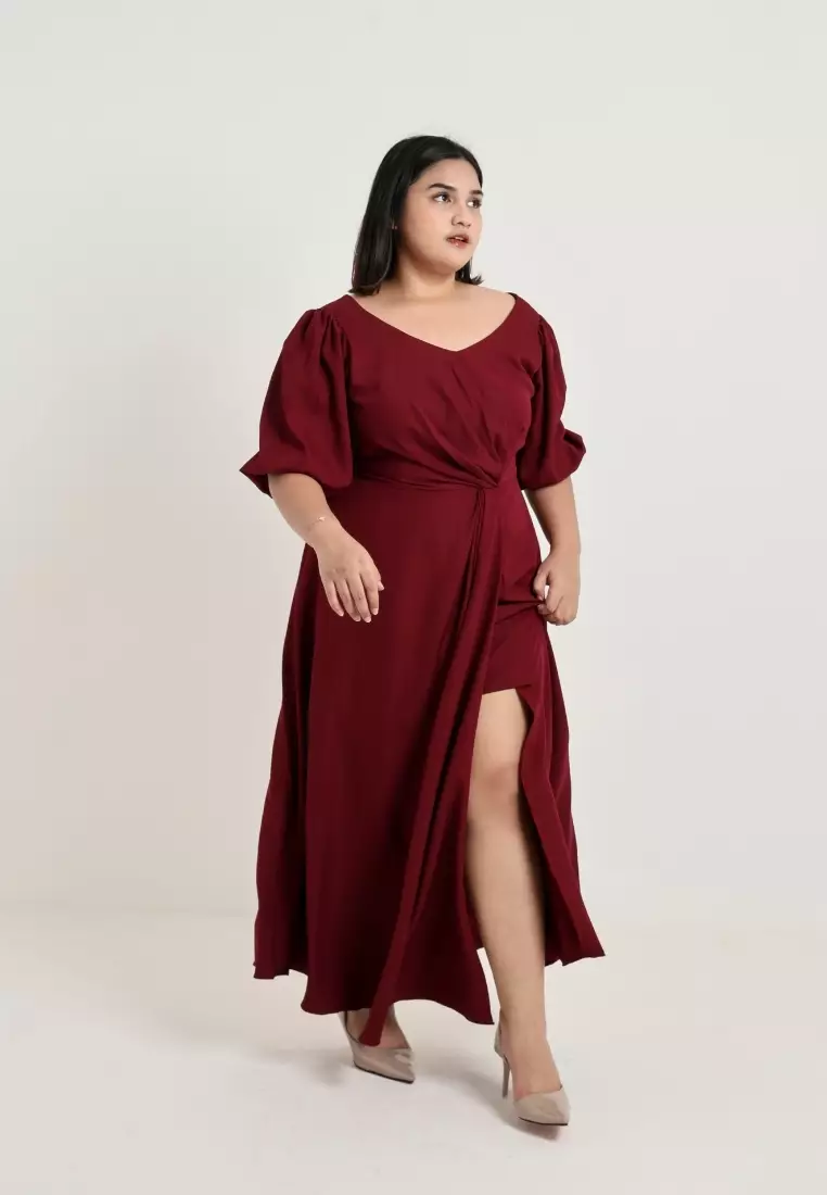 Plus Size Party Dress Arielle Maroon
