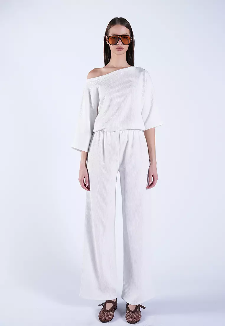 Bat Sleeve Blouse and Palazzo Trousers Set