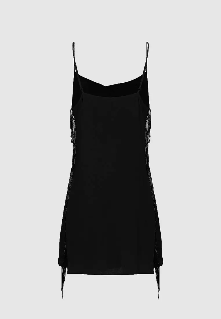 UR秋季新款女装时尚魅力氛围感流苏吊带连衣裙UWG740158