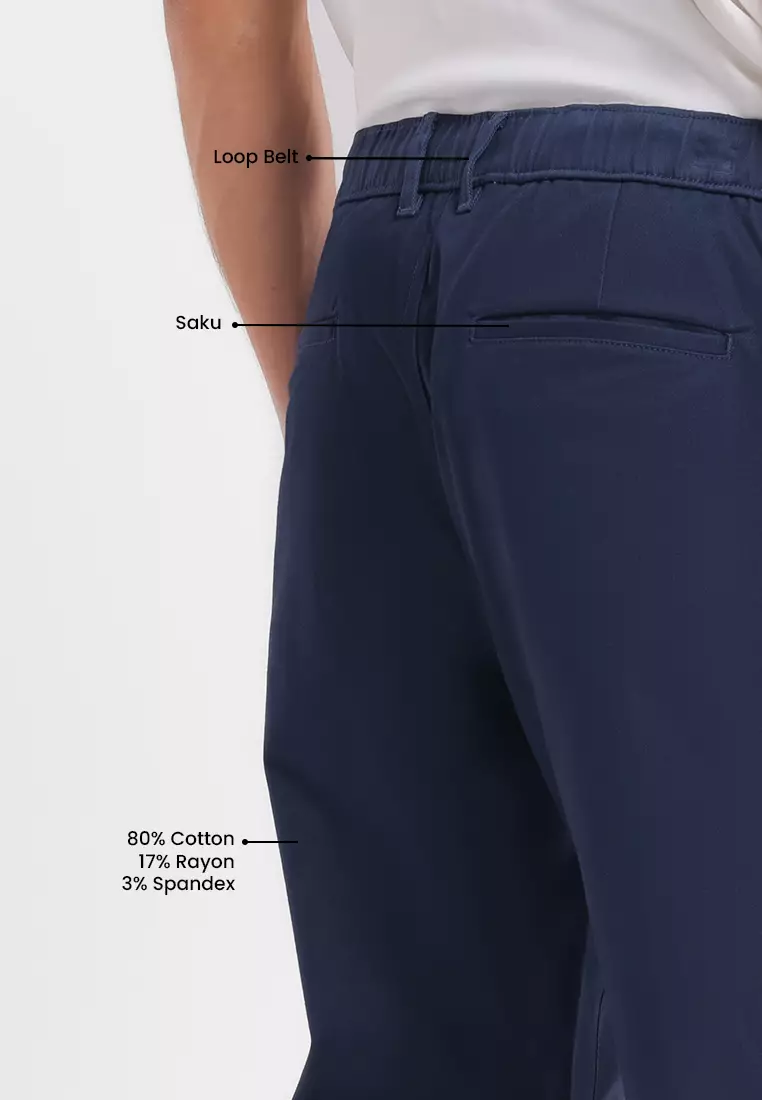 MANZONE - Celana Panjang Pria Bowzee 04 Relaxed Fit - Navy Warna Navy