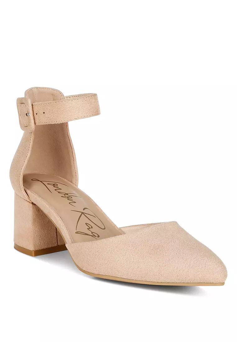 Sandal Santai Bertumit Sedang Warna Beige