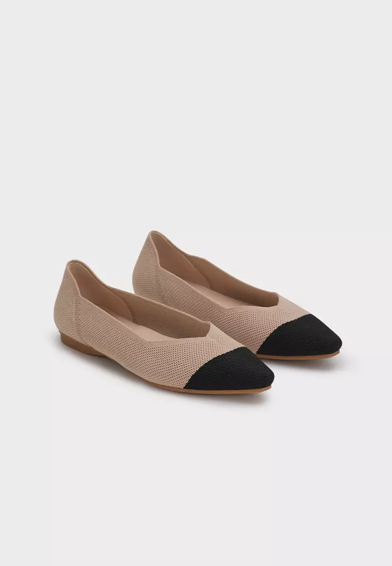 DUO TONE FLY KNIT FLAT BALLERINA飞织拼色平底芭蕾鞋