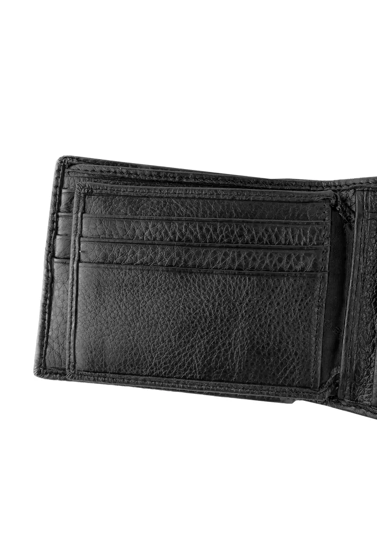 Men's RFID Bi Fold Genuine Leather Center Flap Short Wallet With Coin Compartment