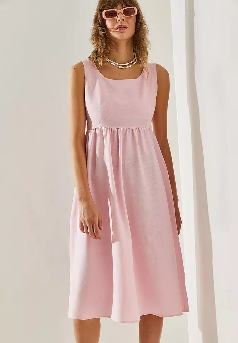 Women's Thick Strap Gabardine Linen 5936 Dress 60251390