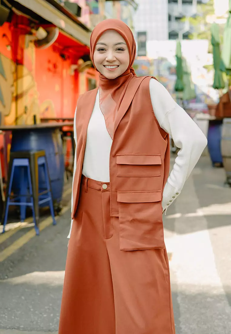 Mona Set (One Set Rompi & Celana Kulot) Terracotta