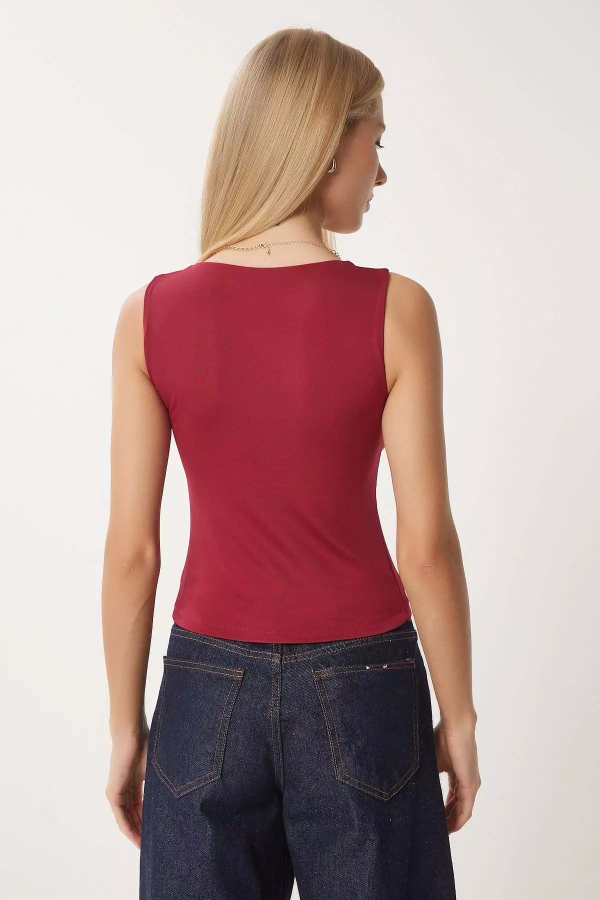 Women's Biscuit Claret Red Sleeveless 2 Pack Sandy Blouse An00227