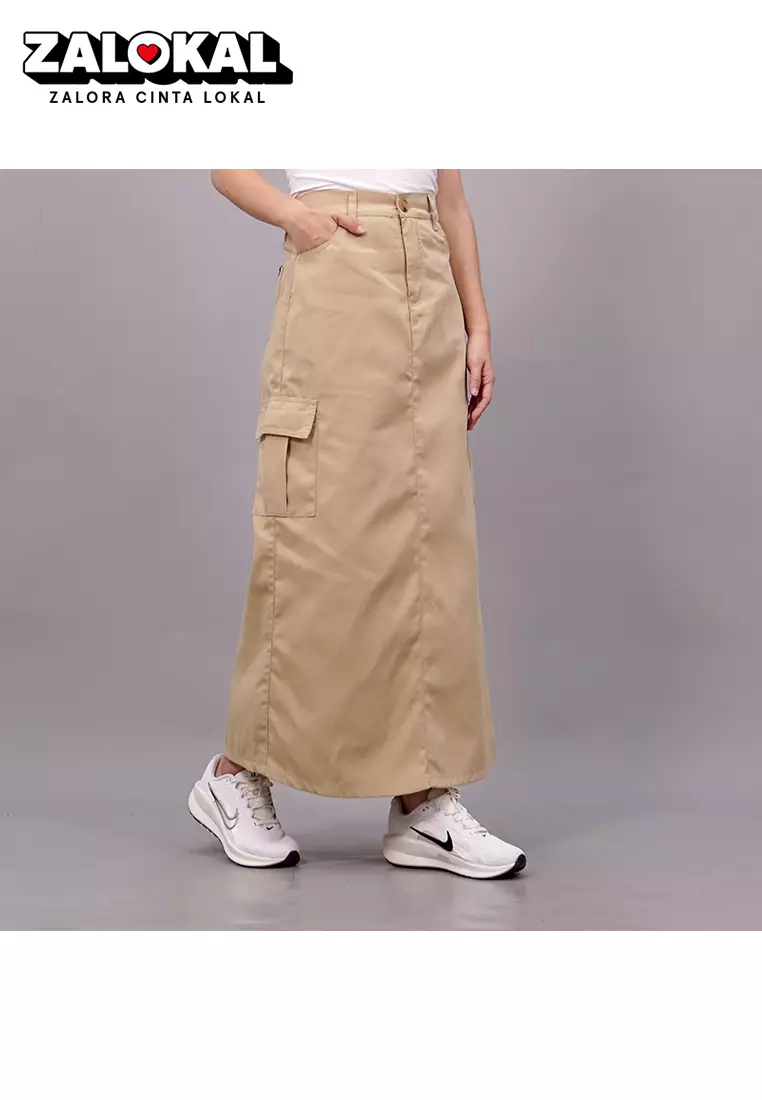 MAGGIE Rok Cargo Kekinian Rok Model Terbaru Rok Kargo - KREM