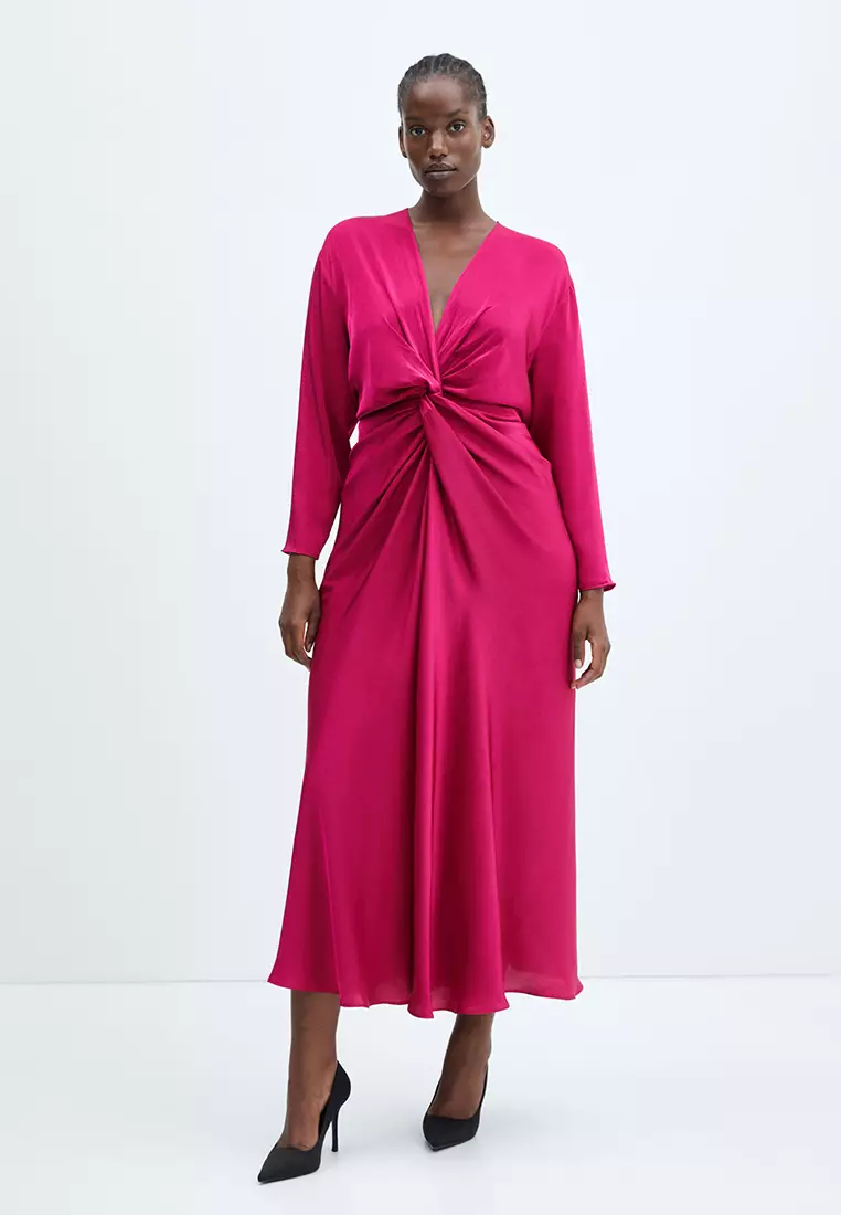 Mango wrapped satin outlet dress