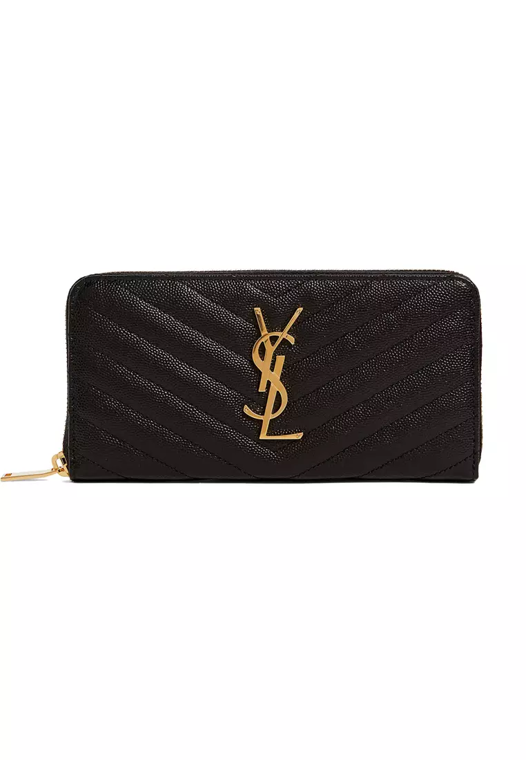Monogram compact zip around wallet in 2025 grain de poudre embossed leather