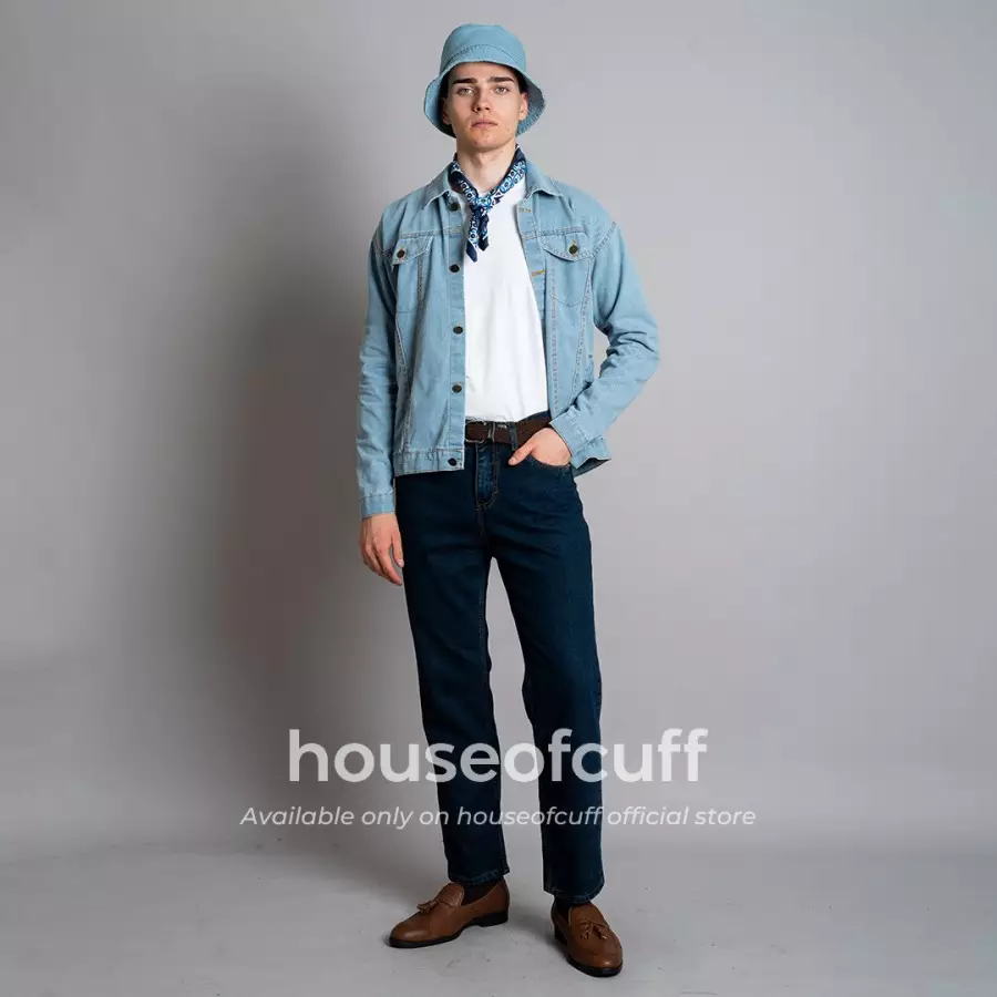 Houseofcuff bucket hat denim jeans biru muda