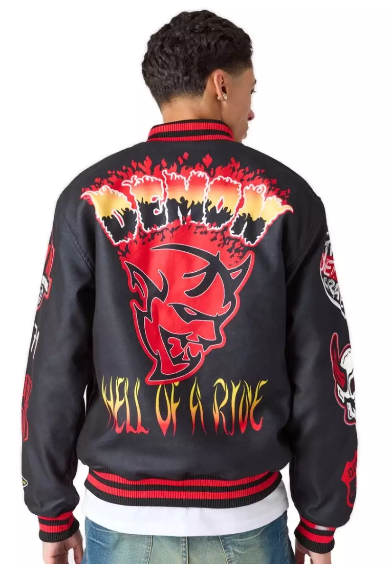 NYC Streetwear - Dodge Demon Varsity Jacket - Black/Red