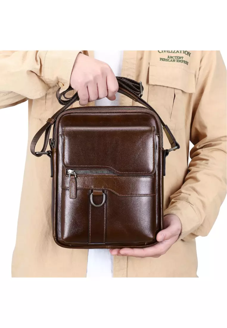 Buy Lara Genuine Leather Men's Shoulder Bag Flip Small Bag Men's