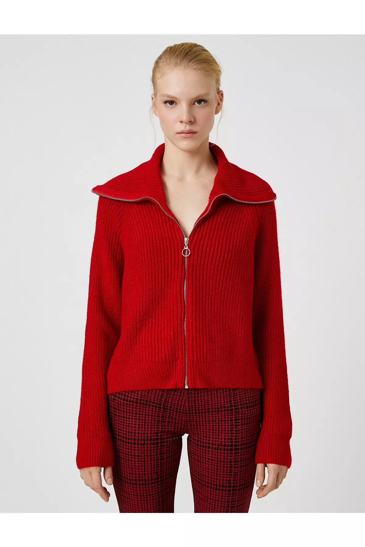 Red on sale zip cardigan