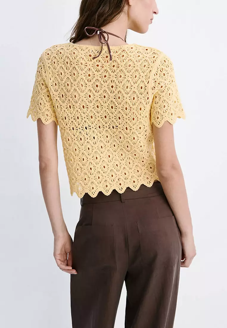 Mango Scalloped Openwork Knit Cardigan 2026 | Buy Mango Online