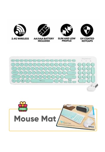 Alcatroz white and green Alcatroz Jelly Bean A200 WhiteMint Wireless Keyboard - Ultra Slim (2.4G) | 1 Year Warranty | Free Special Edition Mouse Mat 7B898ES7975B06GS_1