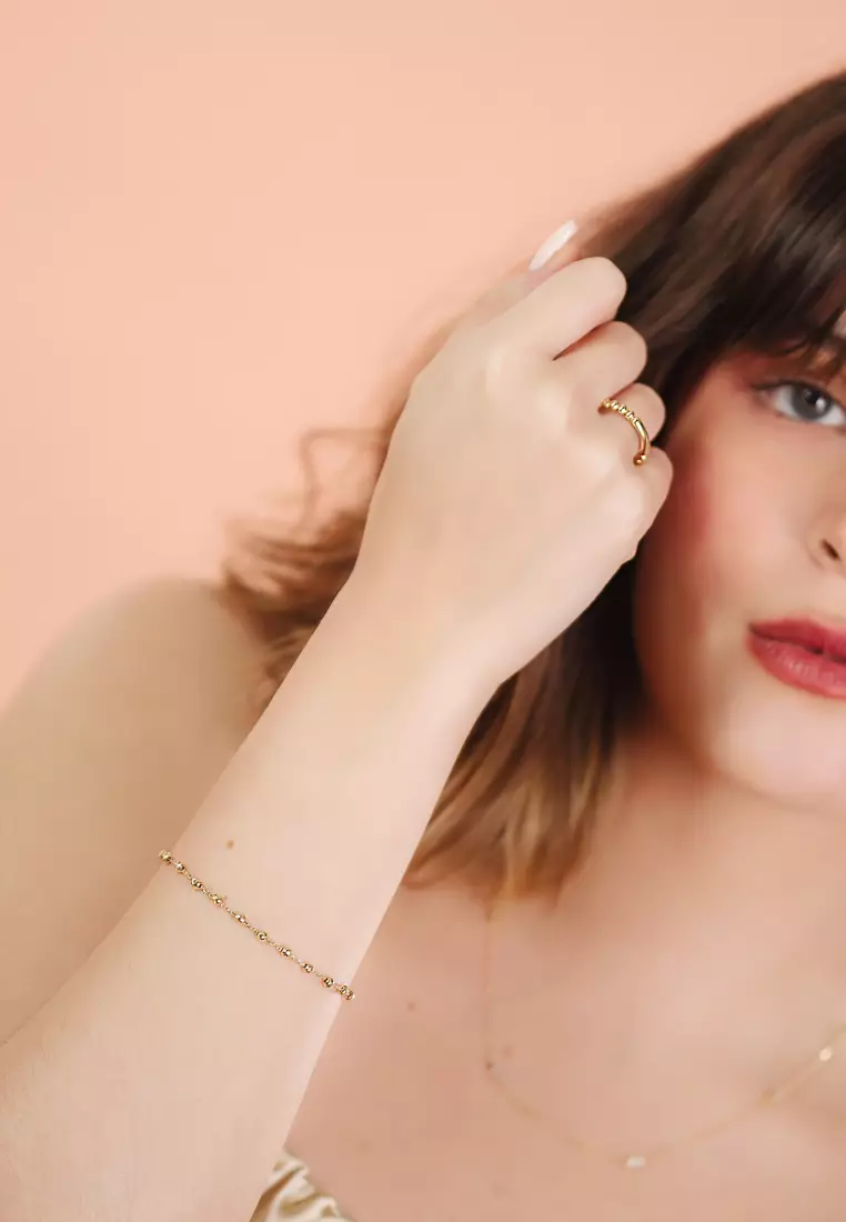  Large Beads Bracelet 14k Gold 