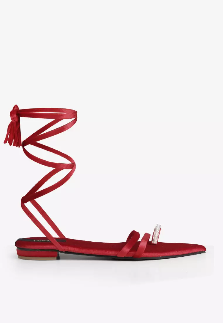 Iride Strappy Sandal in Red - Inpaca