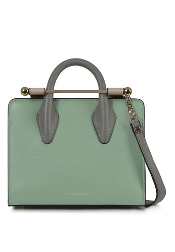 Strathberry green and beige THE STRATHBERRY NANO TOTE TOP HANDLE BAG - SAGE/ DESERT/ SLATE 38436AC767B8BFGS_1