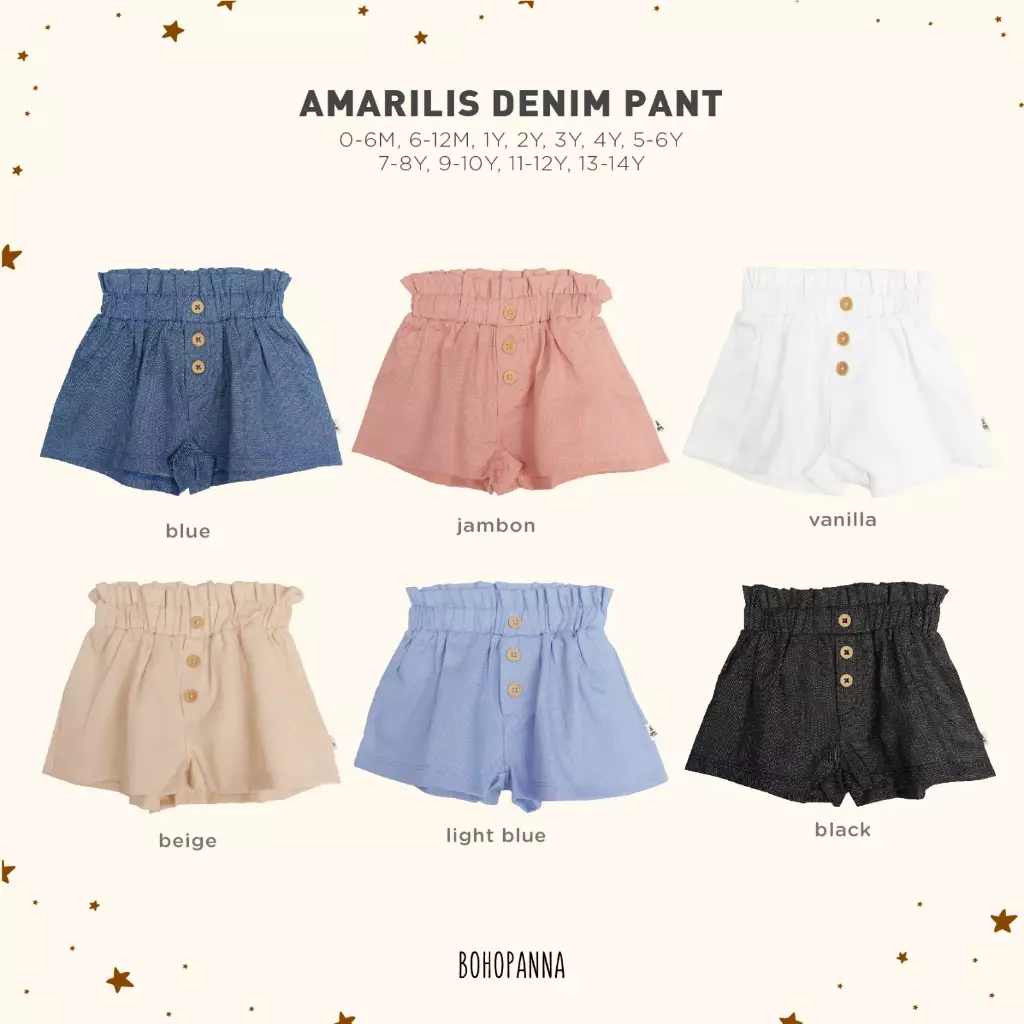 BOHOPANNA - AMARILIS DENIM PANT - CELANA PENDEK ANAK PEREMPUAN