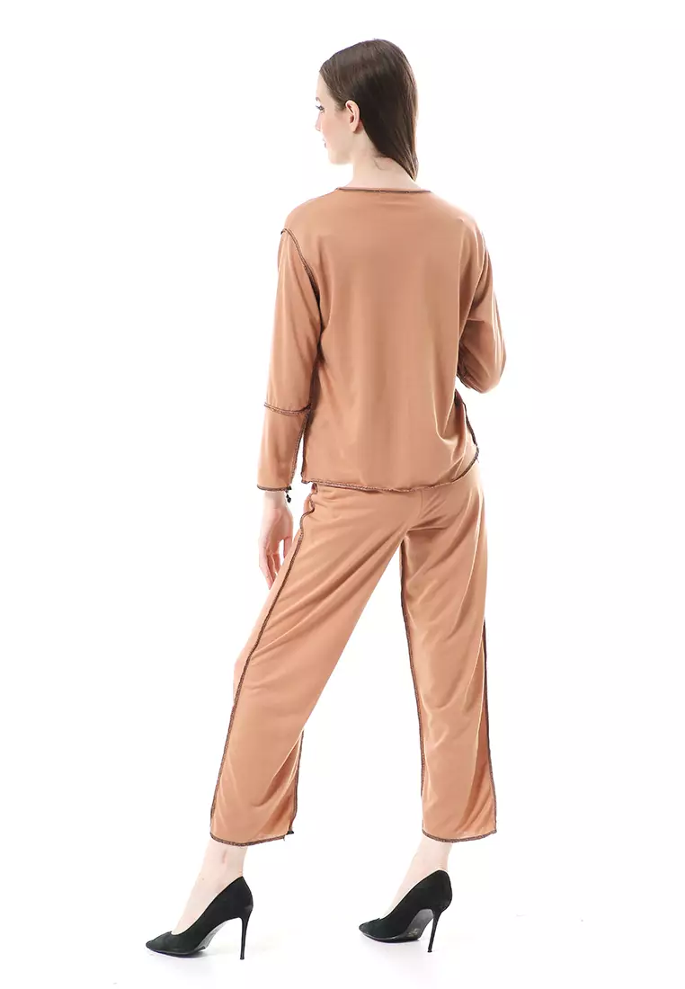 Marina One Set Atasan Bawahan Wanita All Size Relaxed Fit - Mocky Cappucino